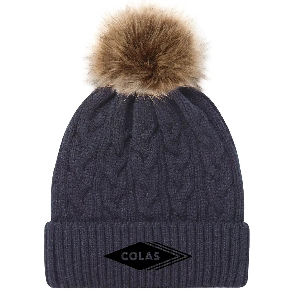 Tuque à pompom et rebord