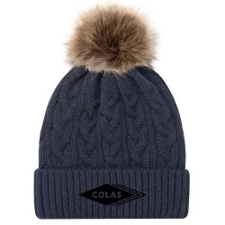 Tuque à pompom et rebord