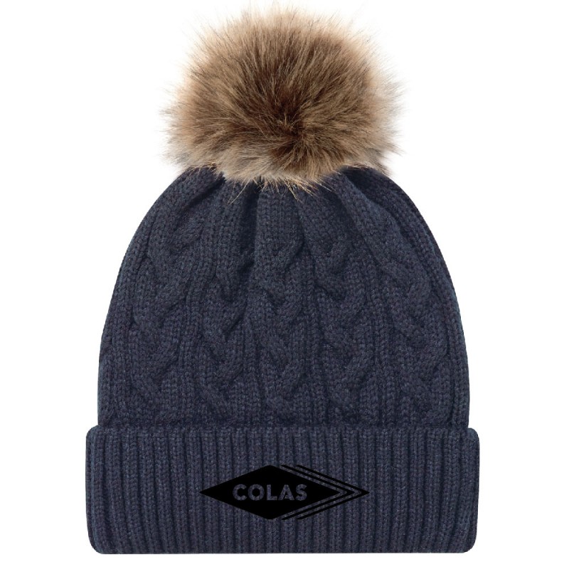 Tuque à pompom et rebord