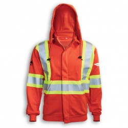 Sweat à capuche orange ignifuge et diélectrique
