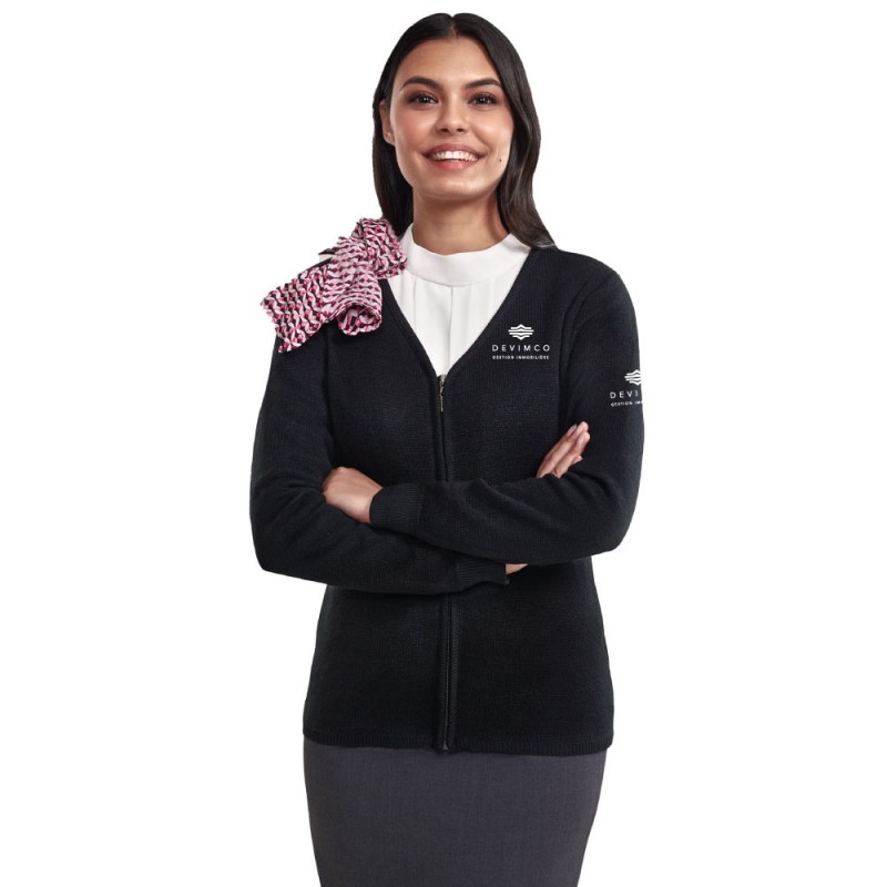 Cardigan à glissière pour femme avec col en V Cardigan à glissière pour femme avec col en V