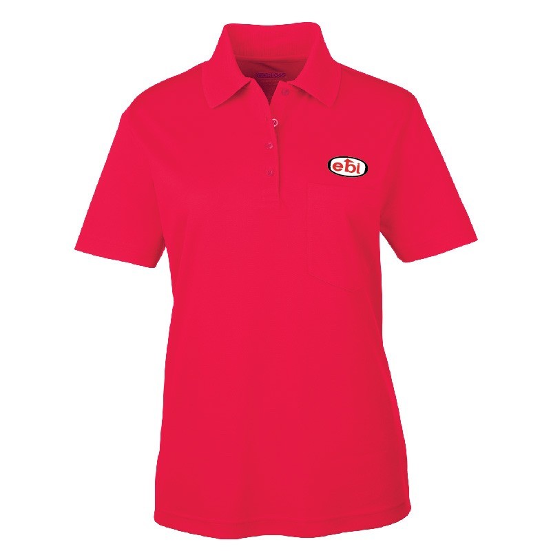Women's 100% polyester performance polo shirt with pocket