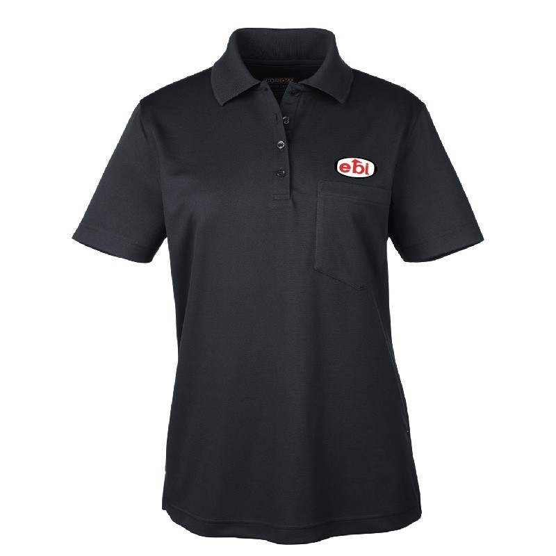 Women's 100% polyester performance polo shirt with pocket