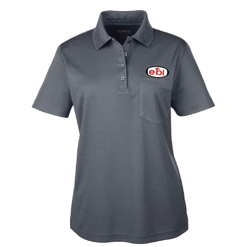 Women's 100% polyester performance polo shirt with pocket