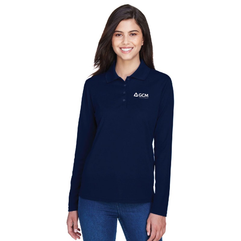 Polo performance pour femme en piqué Pinnacle de CORE365MC à manches longues