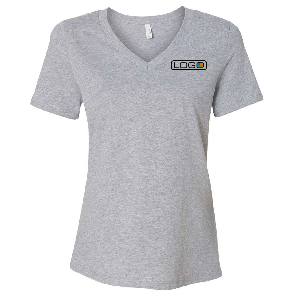 T-shirt CVC col en v cendré relaxé pour femmes