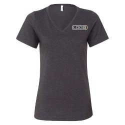 T-shirt CVC col en v cendré relaxé pour femmes