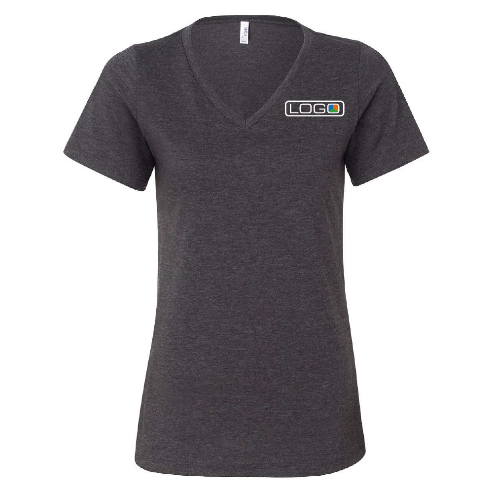 T-shirt CVC col en v cendré relaxé pour femmes