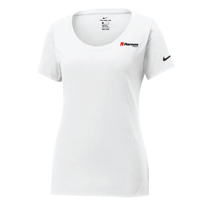 NIKE T-SHIRT Dri-FIT COTTON/POLY À COL ARRONDI PROFOND POUR FEMMES. NKBQ5234