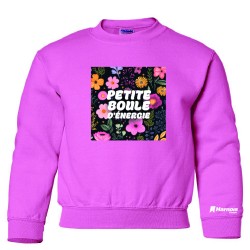 Chandail Crewneck pour enfant - Petite boule d'énergie avec fleur