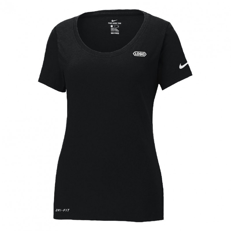 NIKE WOMEN'S Dri-FIT COTTON/POLY DEEP ROUND NECK T-SHIRT. NKBQ5234
