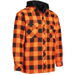 Veste chemise matelassée en flanelle haute visibilité à capuche